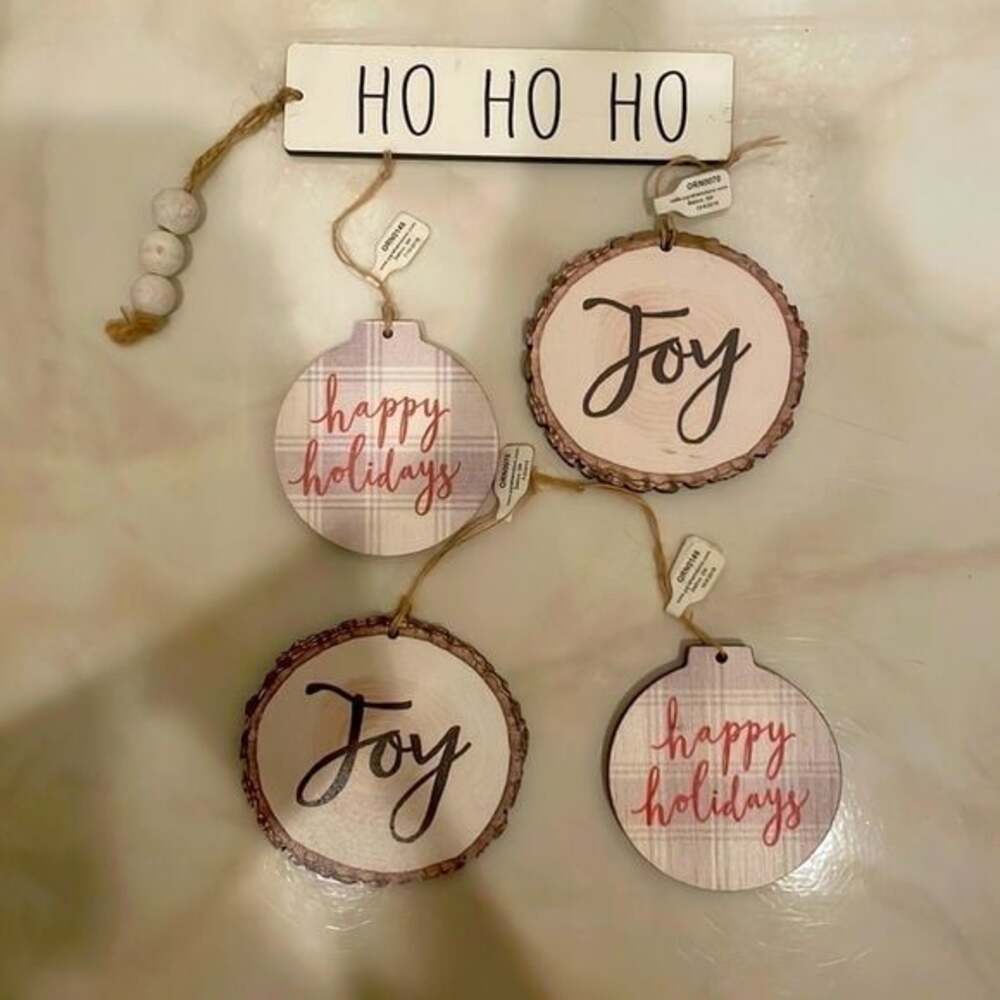 NWT CHRISTMAS HOLIDAY TREE ORNAMENTS JOY HAPPY HOLIDAYS HO HO HO DECORATION‌‌‌‌